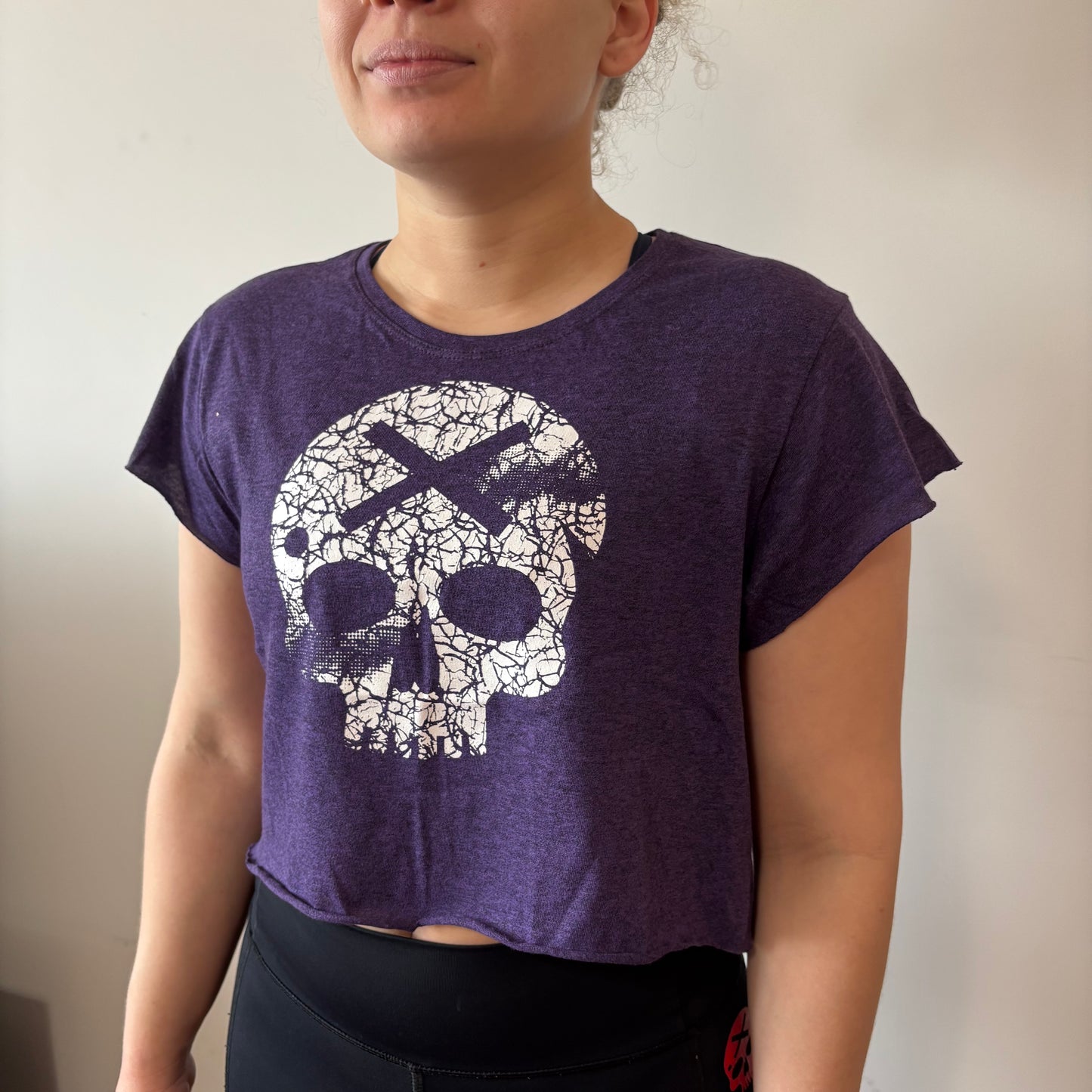 Cava Crop Caveira Bscross Roxo com Branco