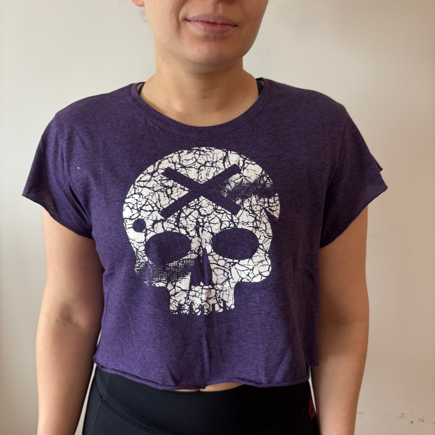 Cava Crop Caveira Bscross Roxo com Branco