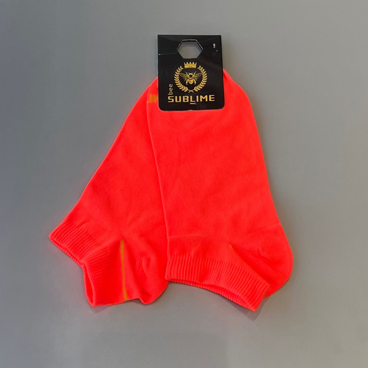 Meia Curta Laranja Neon