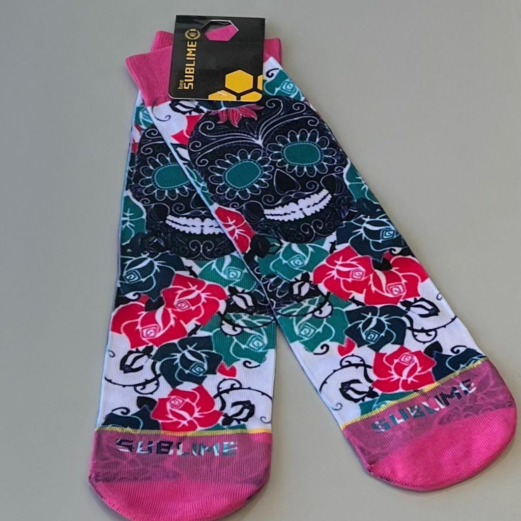 Meia Sublime Caveira mexicana Roxa