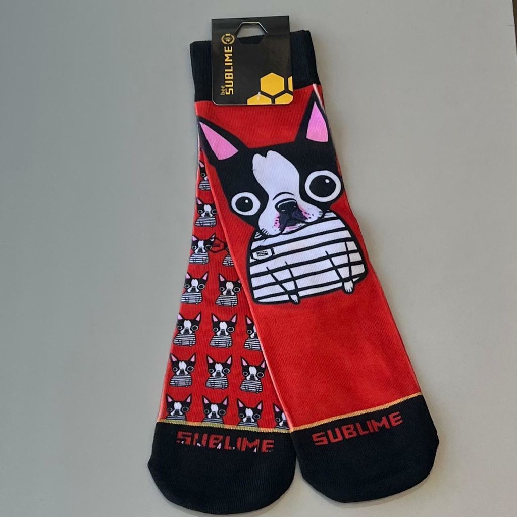 Meia Sublime Buldog Assustado