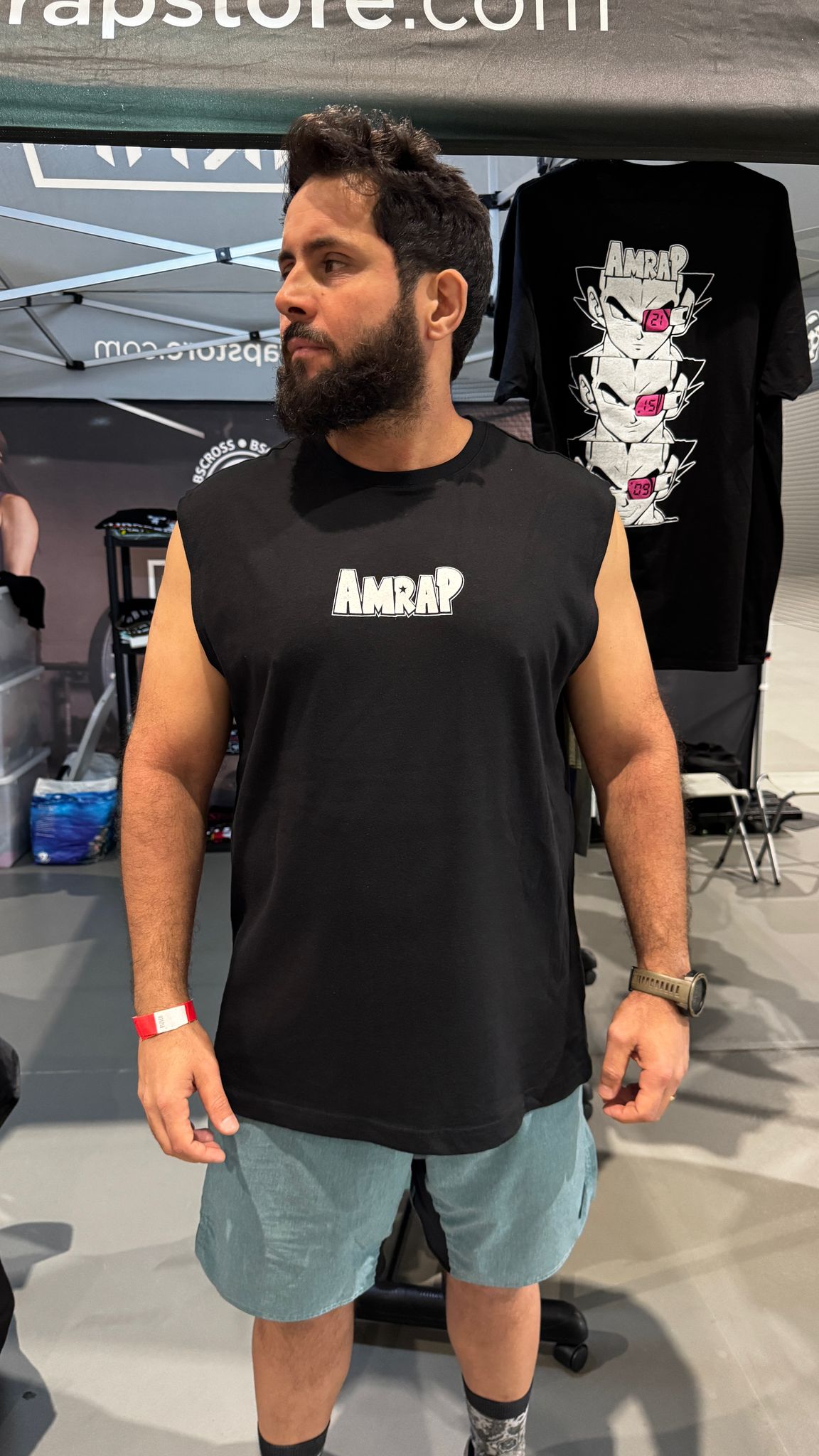AMRAP T-shirt Masculina Vegeta Preta Sem Mangas
