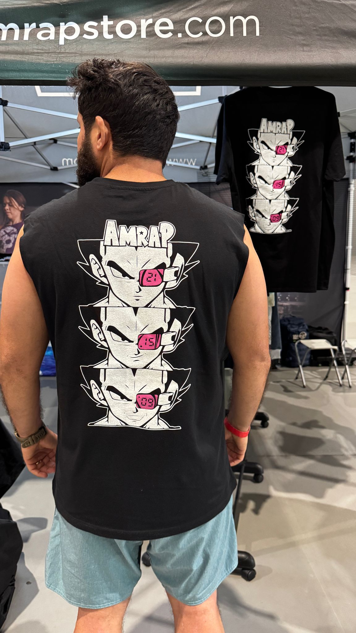 AMRAP T-shirt Masculina Vegeta Preta Sem Mangas