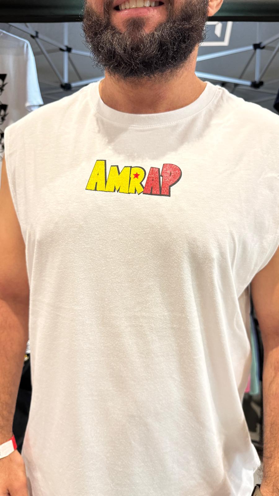 AMRAP T-shirt Masculina Vegeta Branca Sem Mangas