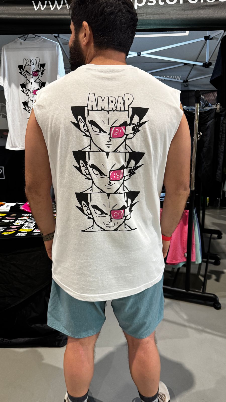 AMRAP T-shirt Masculina Vegeta Branca Sem Mangas
