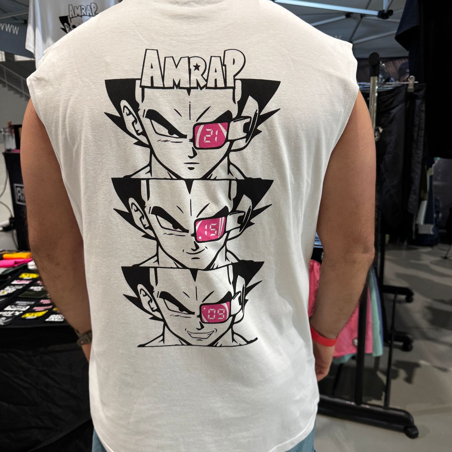 AMRAP T-shirt Masculina Vegeta Branca Sem Mangas