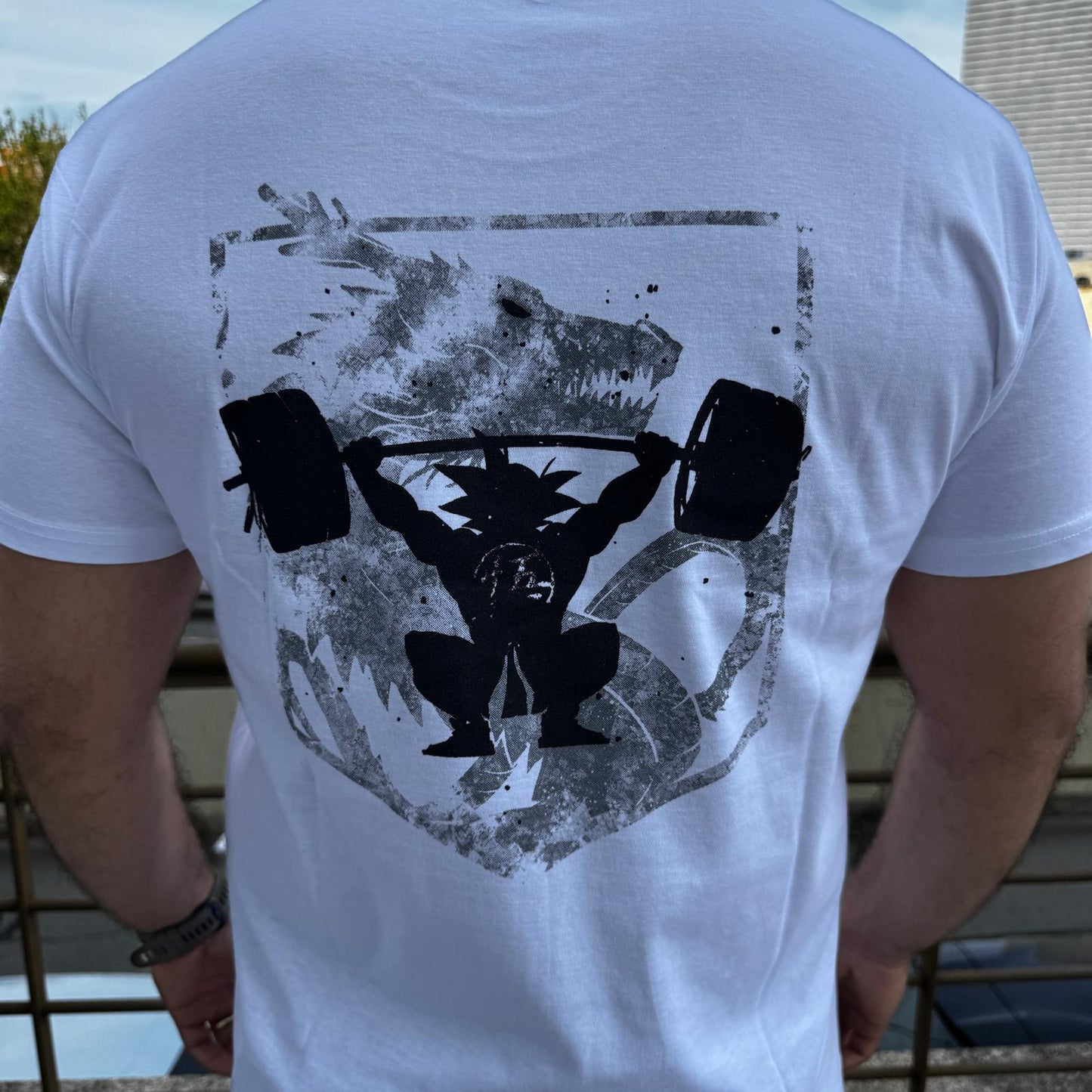 AMRAP T-shirt Masculina Snatch Saiyajin Branca Com Mangas
