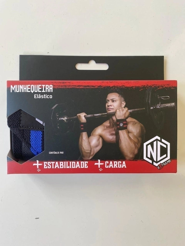 Munhequeira Preta com Azul Elástica