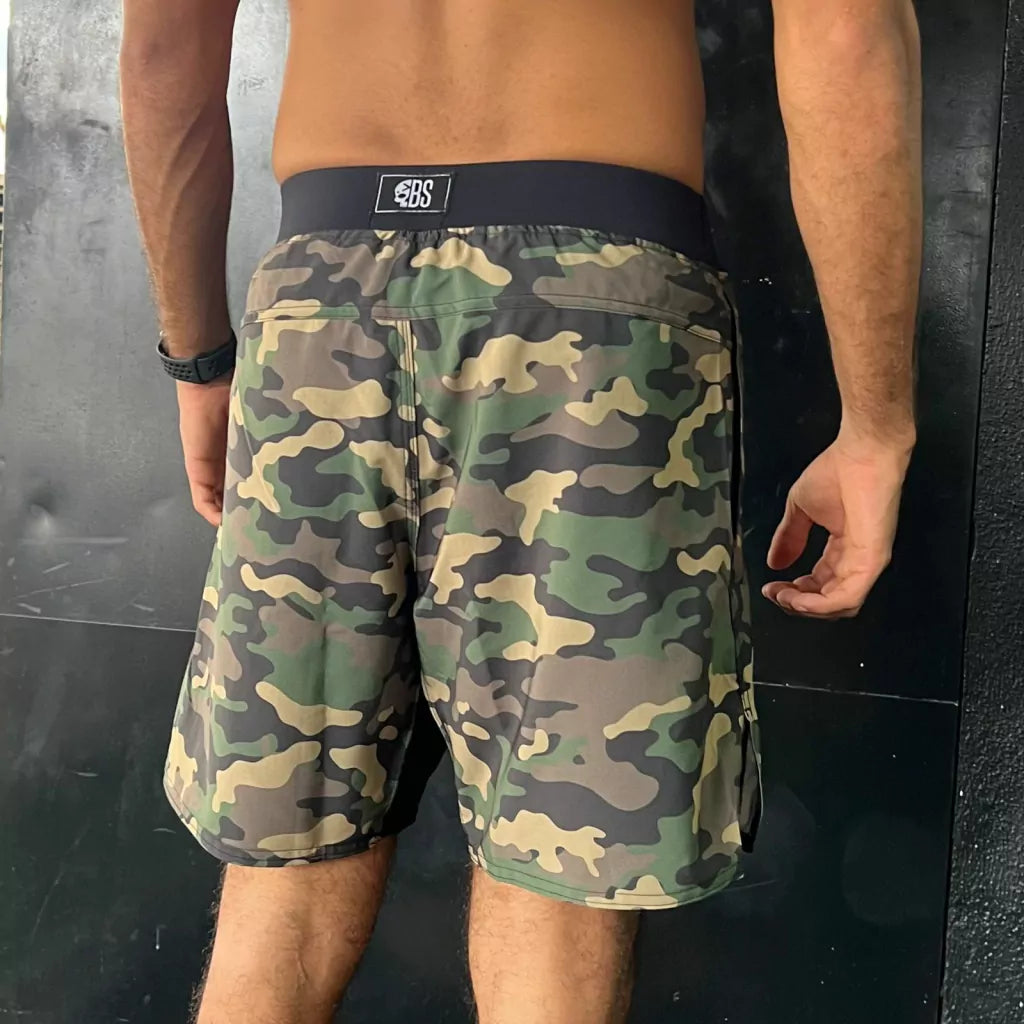 Calção de Treino -Bscross Camuflado Verde Escuro Cós Elástico