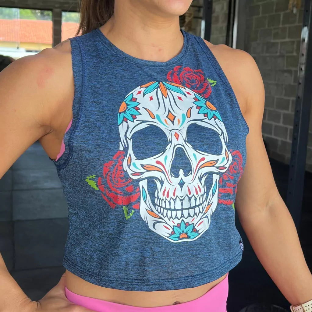 Cava Crop Caveira Bscross Caveira Mexicana Azul