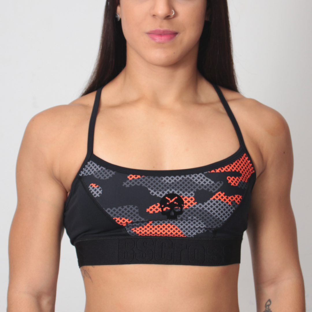 Top BSCross Recorte Sublimado Camuflado Laranja