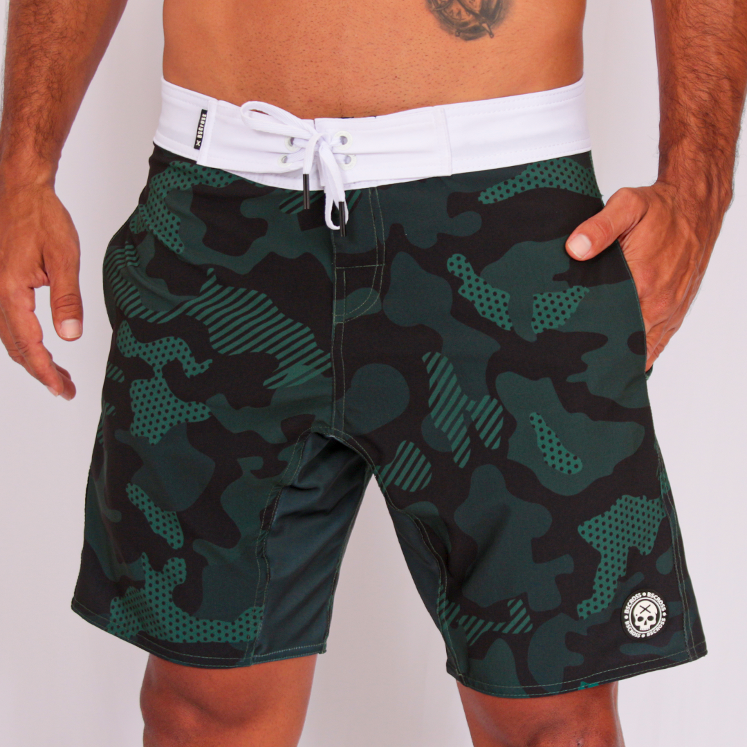 Calção de Treino -BScross Sublimado verde cos branco