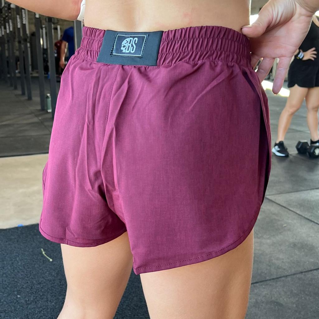 Short Feminino Curto C/ Cos Bs Vinho Mescla