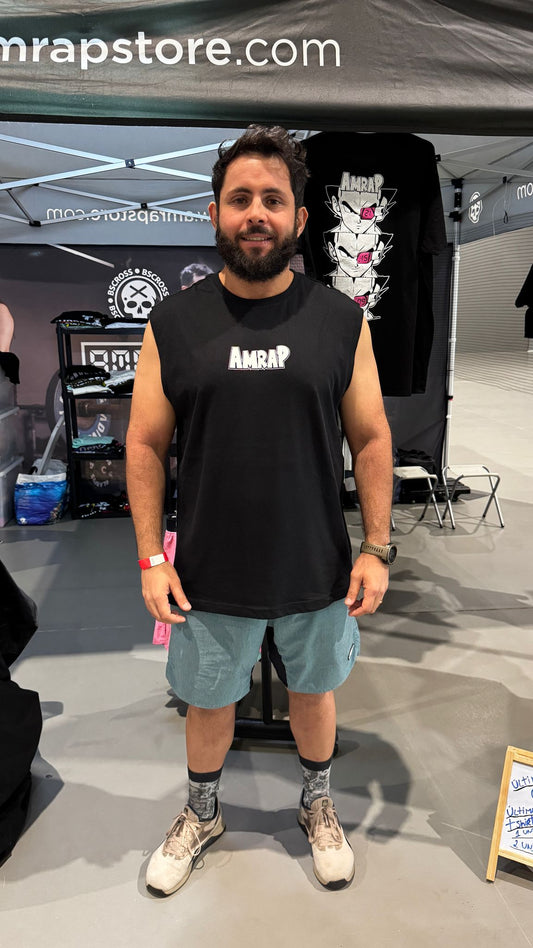 AMRAP T-shirt Masculina Vegeta Preta Sem Mangas