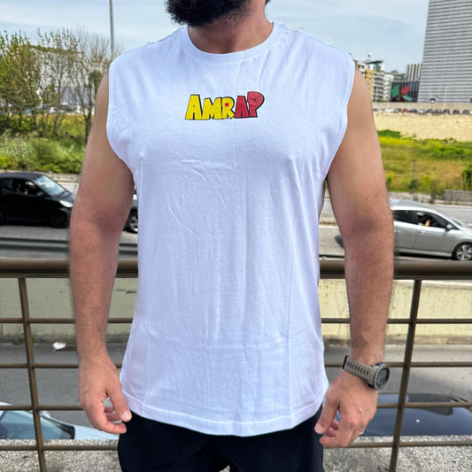 AMRAP T-shirt Masculina Vegeta Branca Sem Mangas