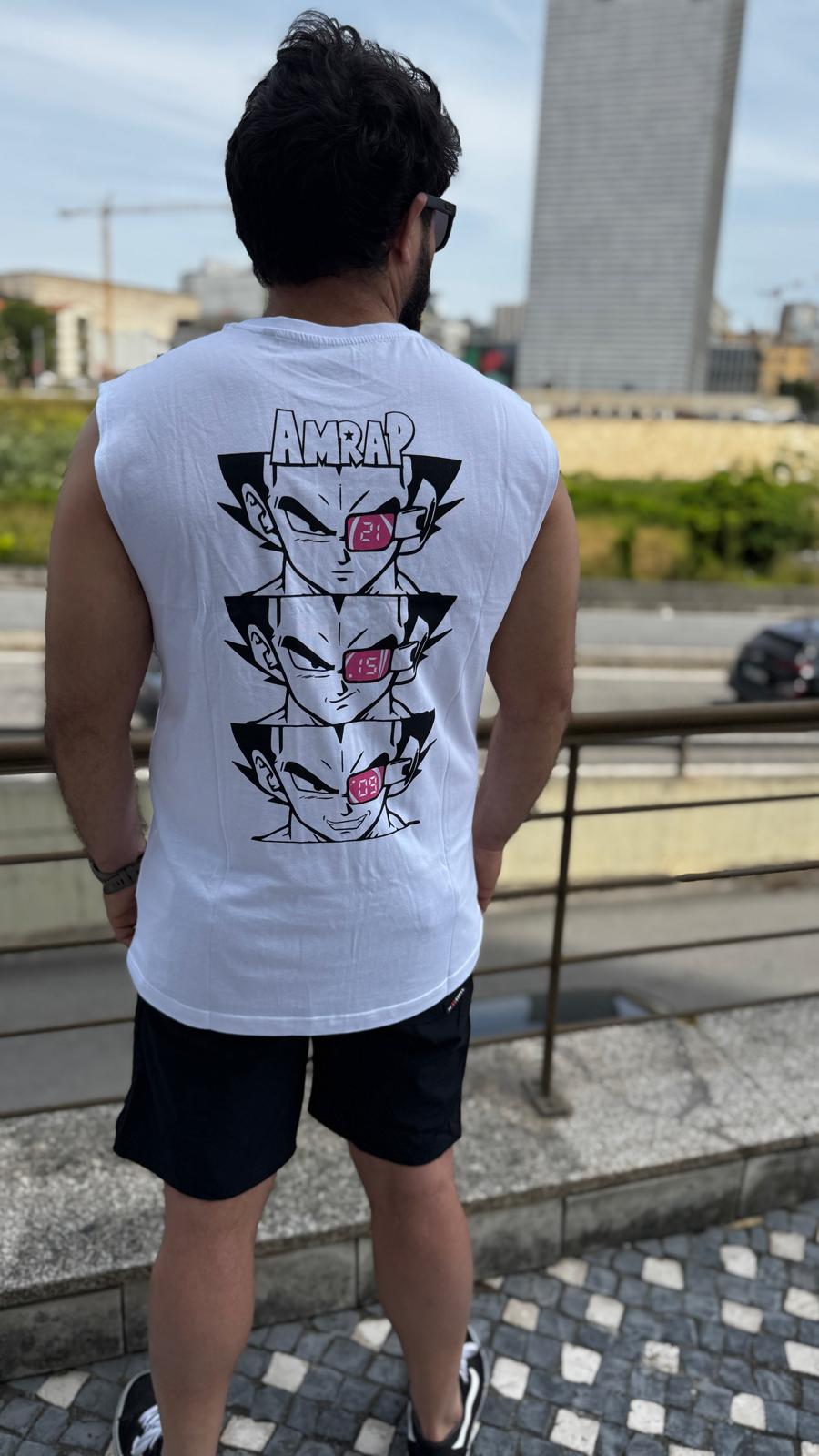 AMRAP T-shirt Masculina Vegeta Branca Sem Mangas