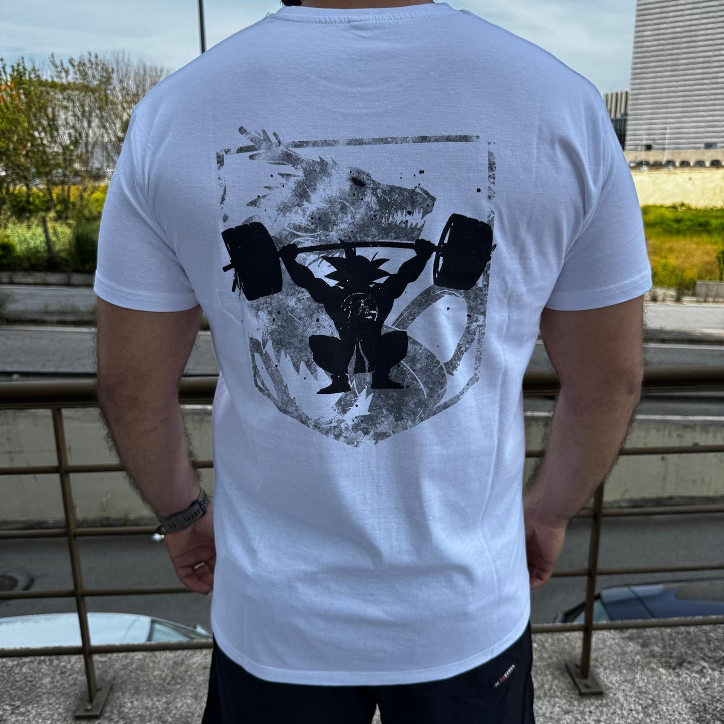 AMRAP T-shirt Masculina Snatch Saiyajin Branca Com Mangas
